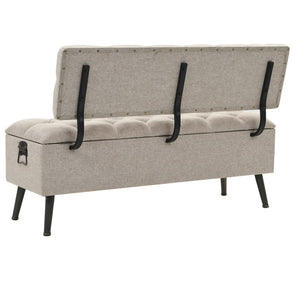 Panca Pouf con Schienale e Vano contenitore  110 cm Crema in Tessuto