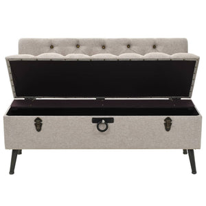 Panca Pouf con Schienale e Vano contenitore  110 cm Crema in Tessuto