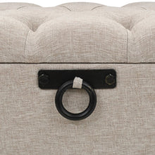 Load image into Gallery viewer, Panca Pouf con Schienale e Vano contenitore  110 cm Crema in Tessuto