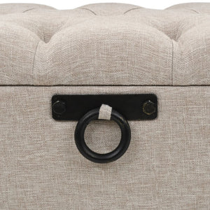 Panca Pouf con Schienale e Vano contenitore  110 cm Crema in Tessuto