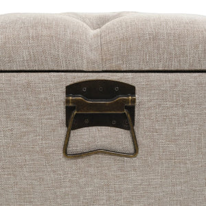 Panca Pouf con Schienale e Vano contenitore  110 cm Crema in Tessuto