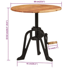Indlæs billede til gallerivisning Tavolino 60x(42-62) cm in Legno Massello di Acacia e Ghisa