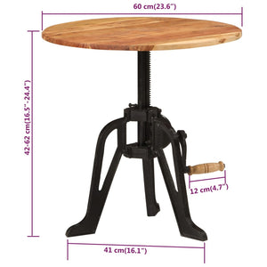 Tavolino 60x(42-62) cm in Legno Massello di Acacia e Ghisa
