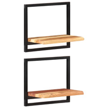 Carica l&#39;immagine nel visualizzatore di Gallery, Mensole Parete 2 pz 40x24x35 cm Legno Massello Acacia e Acciaio