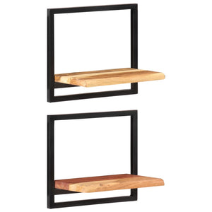 Mensole Parete 2 pz 40x24x35 cm Legno Massello Acacia e Acciaio