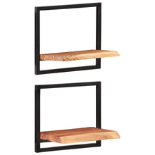 Carica l&#39;immagine nel visualizzatore di Gallery, Mensole Parete 2 pz 40x24x35 cm Legno Massello Acacia e Acciaio