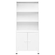Carica l&#39;immagine nel visualizzatore di Gallery, Libreria Industriale Bianca con 2 ante 80x32x180 cm in Acciaio