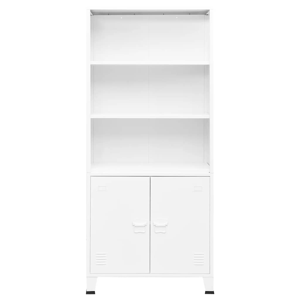 Libreria Industriale Bianca con 2 ante 80x32x180 cm in Acciaio