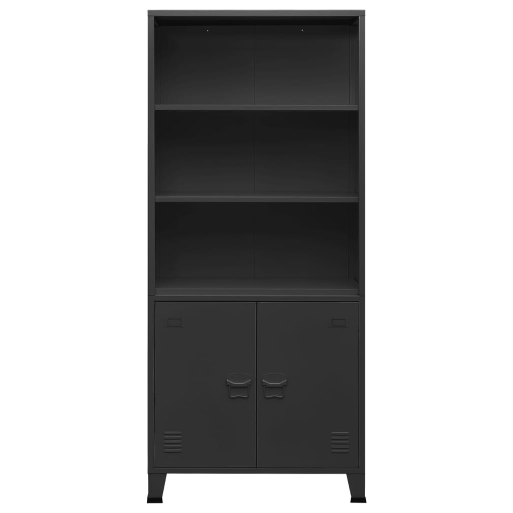 Libreria Industriale Antracite con 2 ante 80x32x180 cm in Acciaio