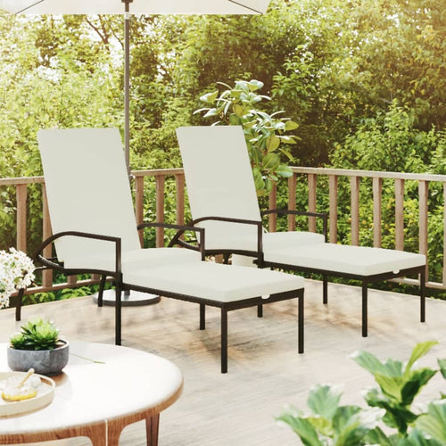 Set 2 Lettini in Rattan PE Marrone