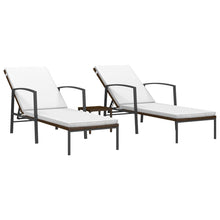 Laden Sie das Bild in den Galerie-Viewer, Set 2 Lettini con Tavolino in Polyrattan Marrone