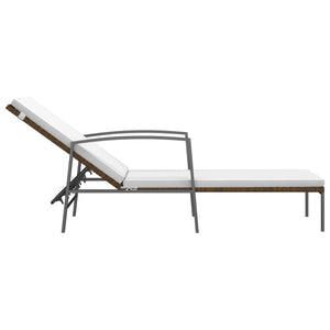 Set 2 Lettini con Tavolino in Polyrattan Marrone