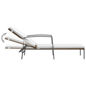 Set 2 Lettini con Tavolino in Polyrattan Marrone