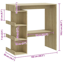 Charger l&#39;image dans la galerie, Tavolo Bar con Ripiani Rovere Sonoma 100x50x101,5 cm