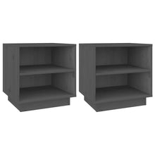 Load image into Gallery viewer, Comodini 2 pz Grigi 40x34x40 cm in Legno Massello di Pino