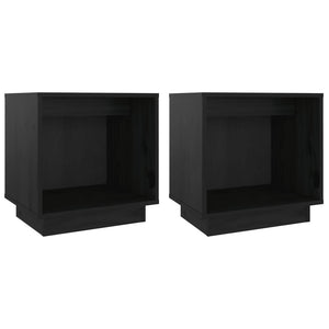 Comodini 2 pz Neri 40x30x40 cm in Legno Massello di Pino
