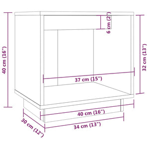 Comodini 2 pz Neri 40x30x40 cm in Legno Massello di Pino