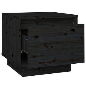 Comodini 2 pz Neri 35x34x32 cm in Legno Massello di Pino