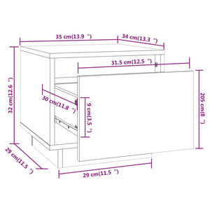 Comodini 2 pz Neri 35x34x32 cm in Legno Massello di Pino