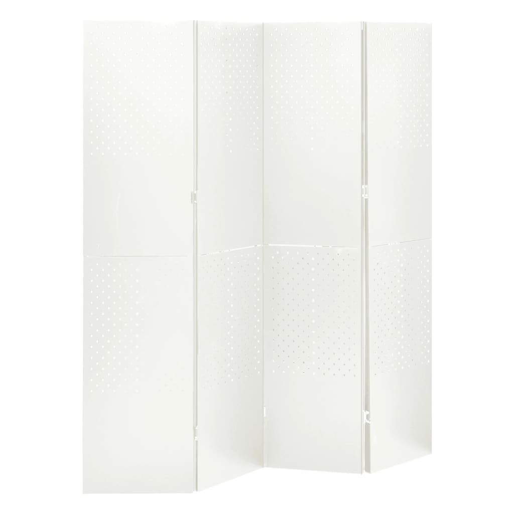 Separè 4 Pannelli 2 pz Bianco 160x180 cm in Acciaio