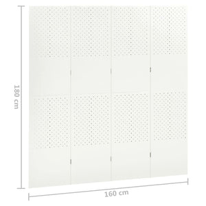 Separè 4 Pannelli 2 pz Bianco 160x180 cm in Acciaio