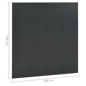 Separè 4 Pannelli 2 pz Antracite 160x180 cm in Acciaio