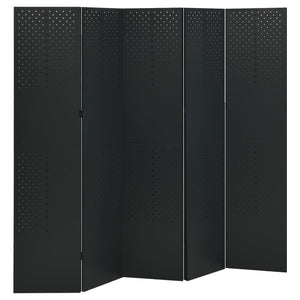 Separè 5 Pannelli 2 pz Nero 200x180 cm in Acciaio