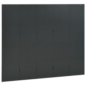 Separè 5 Pannelli 2 pz Antracite 200x180 cm in Acciaio