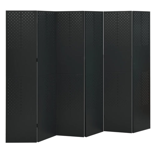 Separè 6 Pannelli 2 pz Nero 240x180 cm in Acciaio