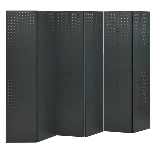 Separè 6 Pannelli 2 pz Antracite 240x180 cm in Acciaio