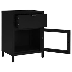 Comodini 2 pz Neri 40x30x54,5 cm Acciaio e Vetro