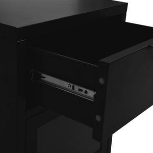 Comodini 2 pz Neri 40x30x54,5 cm Acciaio e Vetro