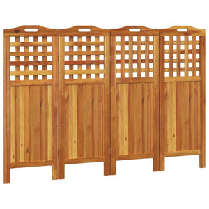 Separè 4 Pannelli 162x2x115 cm in Legno Massello di Acacia