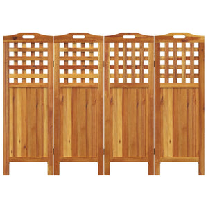 Separè 4 Pannelli 162x2x115 cm in Legno Massello di Acacia