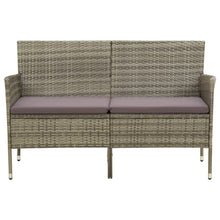 Carica l&#39;immagine nel visualizzatore di Gallery, Divano da Giardino a 3 Posti con Cuscino Grigio Marrone in Polyrattan Grigio Beige