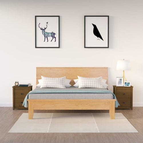 Comodini 2 pz Ambra 50x35x61,5 cm in Legno Massello di Pino