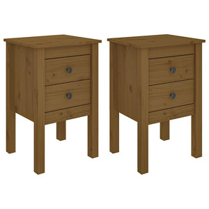 Comodini 2 pz ambra 40x35x61,5 cm in Legno Massello di Pino
