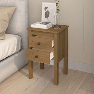 Comodini 2 pz ambra 40x35x61,5 cm in Legno Massello di Pino