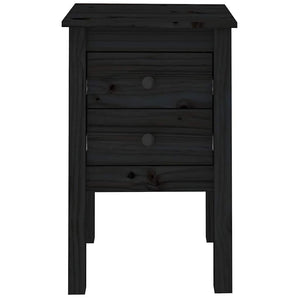 Comodini 2 pz Nera 40x35x61,5 cm in Legno Massello di Pino