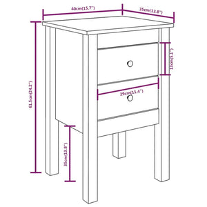 Comodini 2 pz Nera 40x35x61,5 cm in Legno Massello di Pino