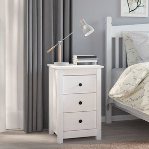 Comodini 2 pz Bianca 40x35x61,5 cm in Legno Massello di Pino