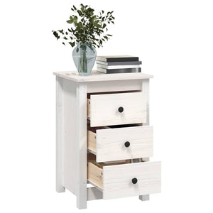 Comodini 2 pz Bianca 40x35x61,5 cm in Legno Massello di Pino