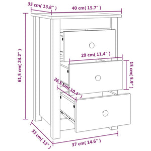 Comodini 2 pz Bianca 40x35x61,5 cm in Legno Massello di Pino