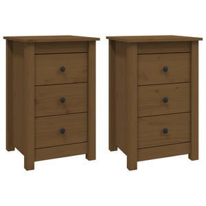 Comodini 2 pz ambra 40x35x61,5 cm in Legno Massello di Pino