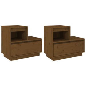 Comodini 2 pz Marrone Ambrato 60x34x51 cm in Legno di Pino