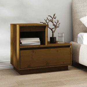 Comodini 2 pz Marrone Ambrato 60x34x51 cm in Legno di Pino