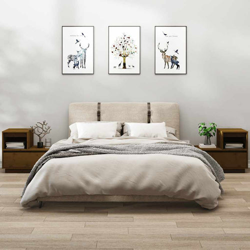 Comodini 2 pz Marrone Ambrato 60x34x51 cm in Legno di Pino