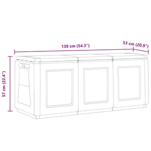 Baule da Giardino 138x53x57 cm in PP Grigio Scuro e Nero