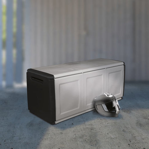 Baule da Giardino 138x53x57 cm in PP Grigio Scuro e Nero