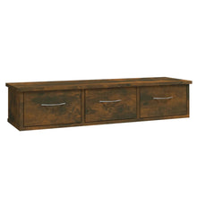 Load image into Gallery viewer, Mobiletto 3 Cassetti a Parete Rovere Fumo 88x26x18,5 cm in Legno Multistrato